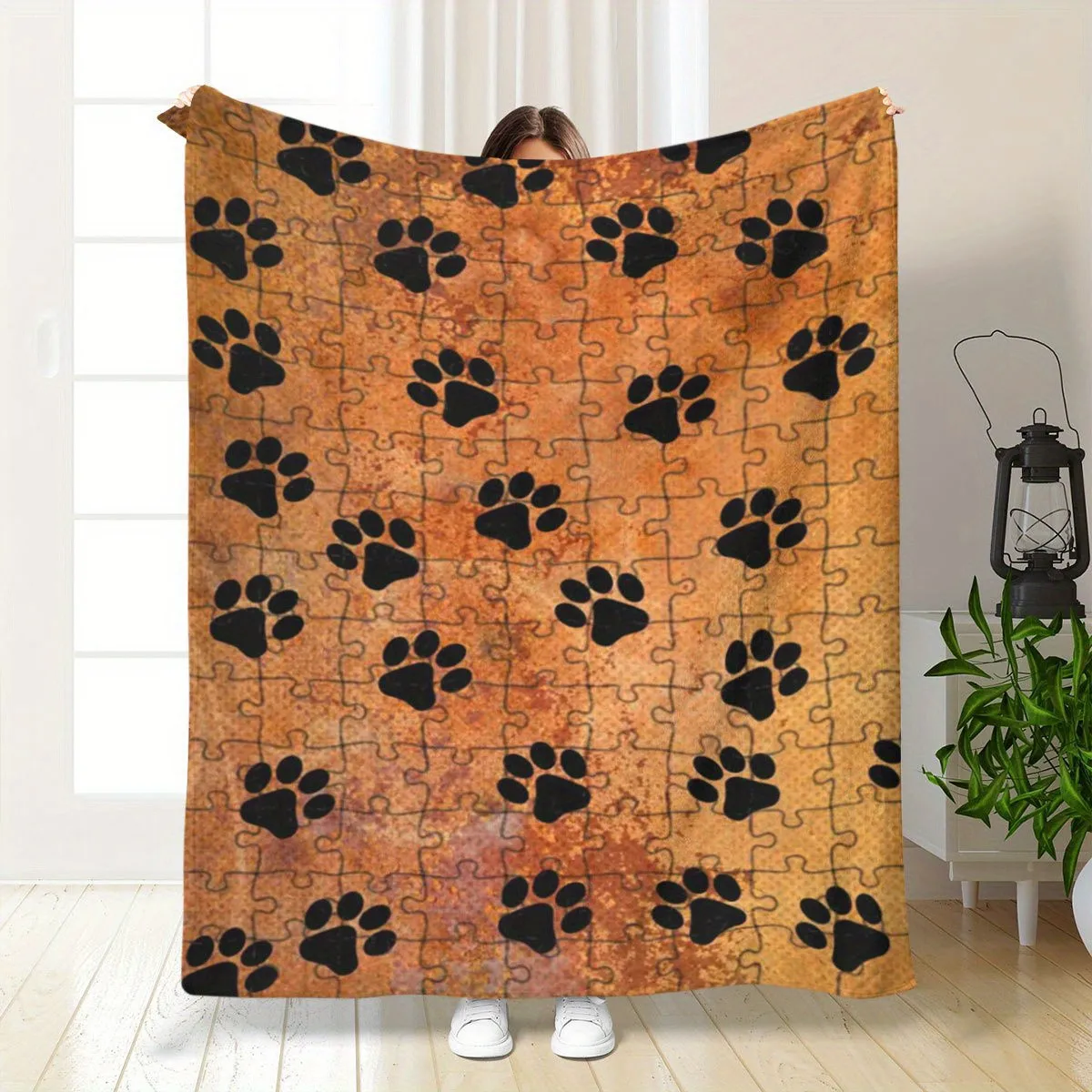 

Puzzle Dog Paw Blanket - Cozy Ultra-Soft Flannel Throw