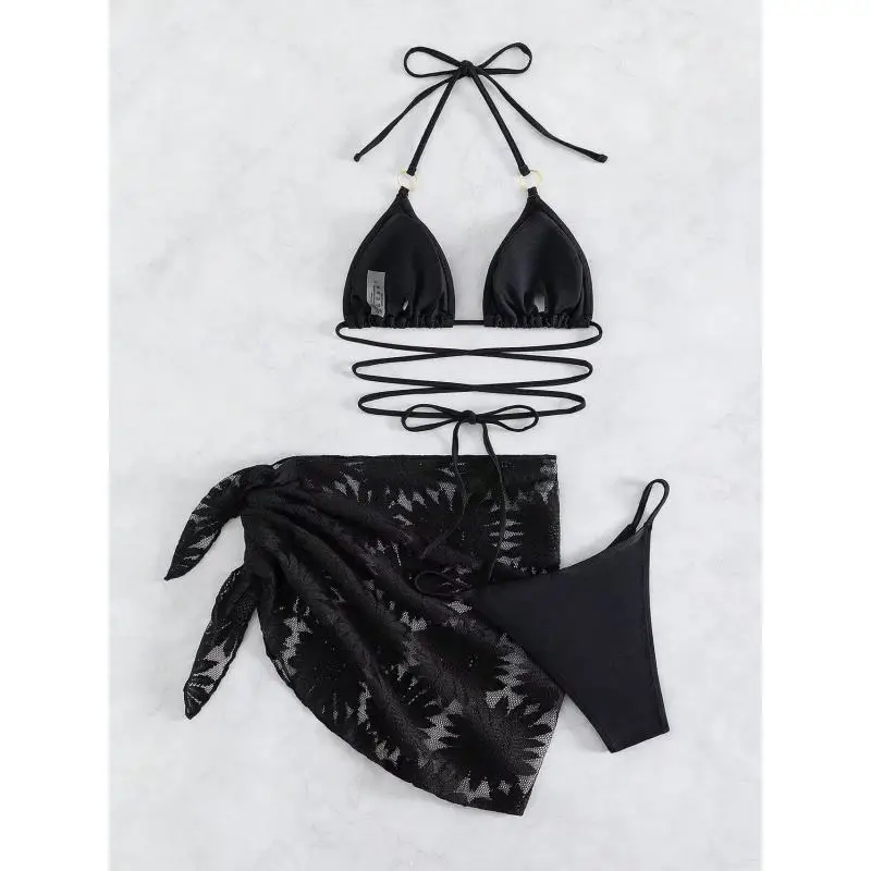 

2025 bikini swimsuit sexy high waist slimming tie three-point bikini