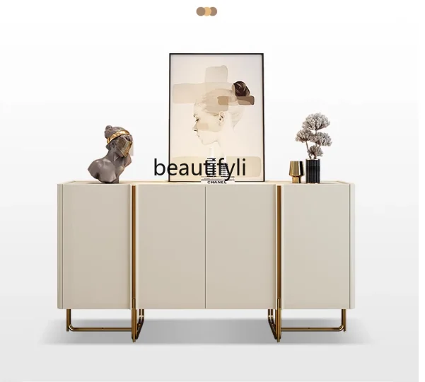 

Italian Minimalist Entrance Cabinet Entrance Curio Cabinet Affordable Luxury Style Bright Stone Plate Sideboard Cabinet