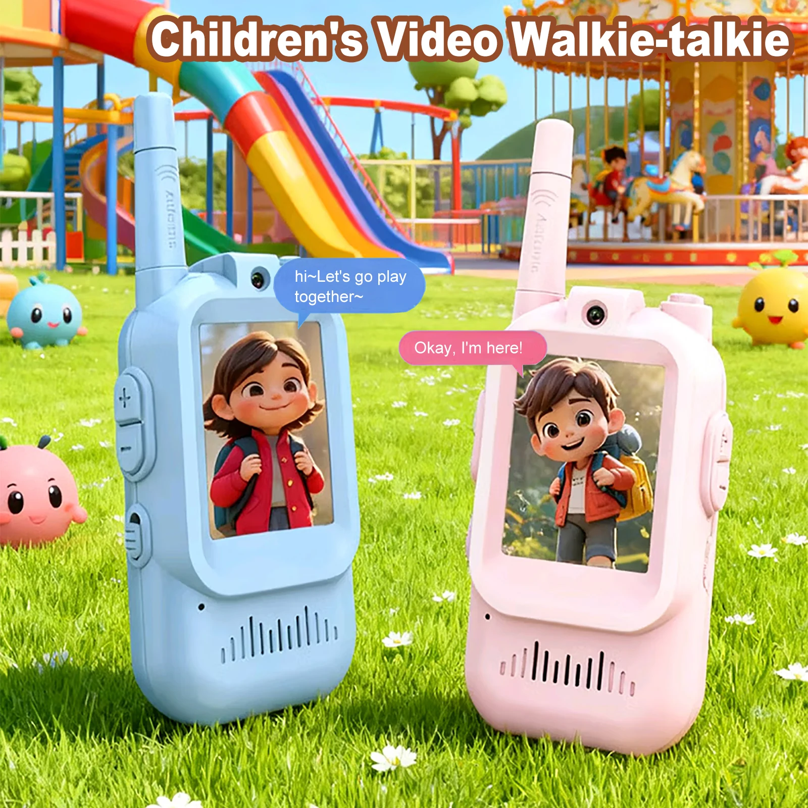 

Детские видео рации One Click Call, перезаряжаемый 2-дюймовый HD-экран, устройство смены голоса, детский подарок для мальчиков и девочек 3-12 лет