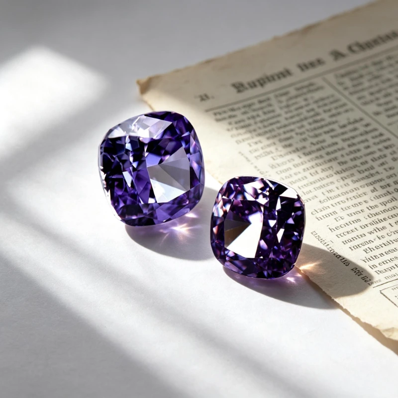 Cubic Zirconia Square Cushion Shape Purple Color Crushed Ice Cut High Carbon Diamond 5A+ Quality CZ 4K Cutting 4