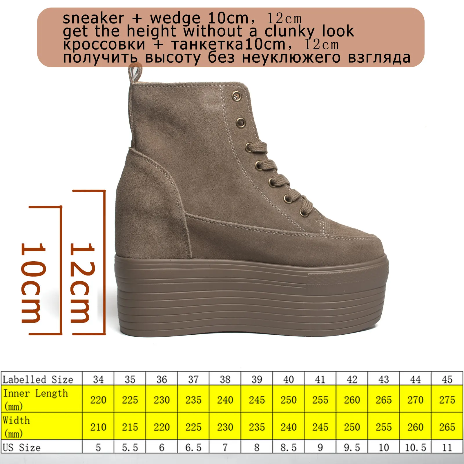 Fujin 12cm Suede Genuine Leather Platform Boots Women Female Spring Autumn Wedge Boots Women Winter Boots Ankle Shoes High Top