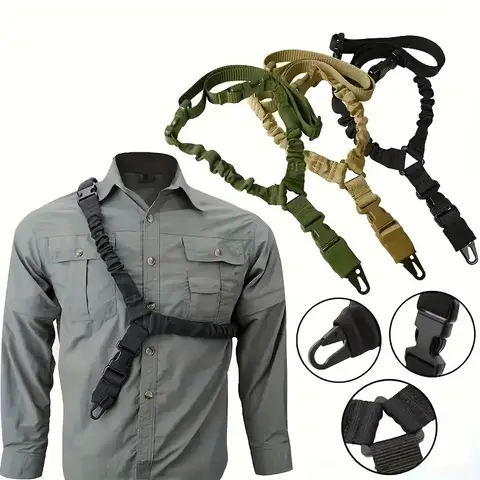 Tactical Gun Sling Military Shooting Adjustable 3 Point Bungee Airsoft Rifle Strapping Belt Hunting Hiking Accessories