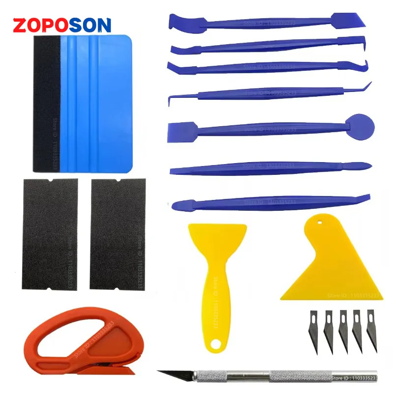 19Pcs/10Pcs Car Wrapping Vinyl Tool Kit Window Film Tint Tools Car Wrap Sticks Edge Trimming Squeegee Tinting Felt Edge Squeegee