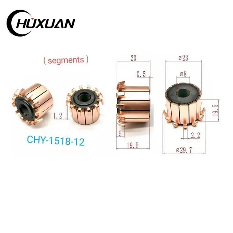 

12P Teeth Copper Hook Type Electrical Motor Commutator CHY-1518-12 Copper Bars Alternator Copper Commutator Armature Commutator