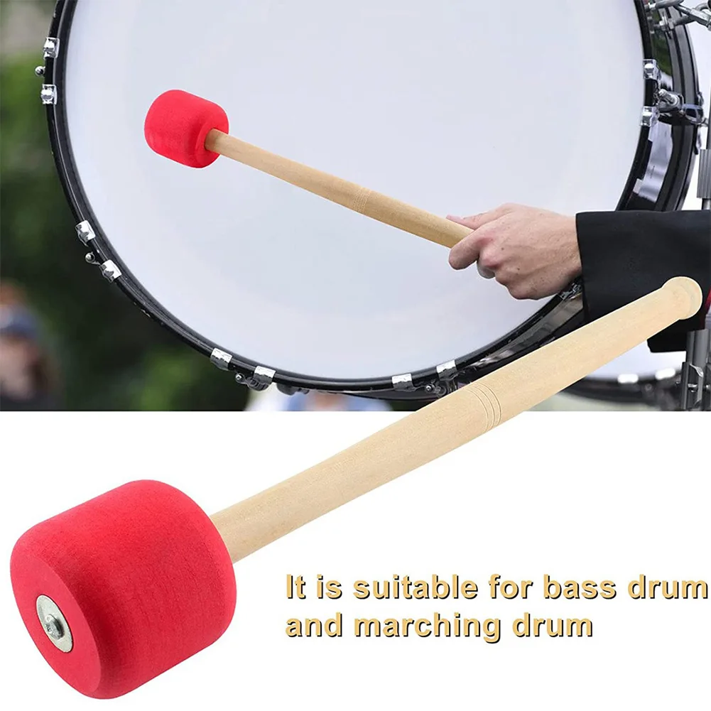 

2 Pcs Bass Drum Mallet Foam Stick 33cm Or Drummer Bands Musical Playing Lightweight Oak Handle Bass Drum Mallet Instrument Part