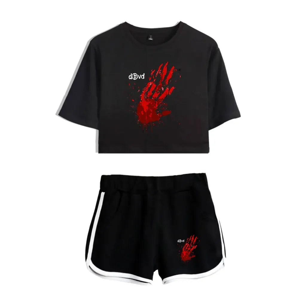 Rapper D4vd Merch Tracksuit Women Two Piece Set Top and Shorts Outfits Casual Sportwear Streetwear