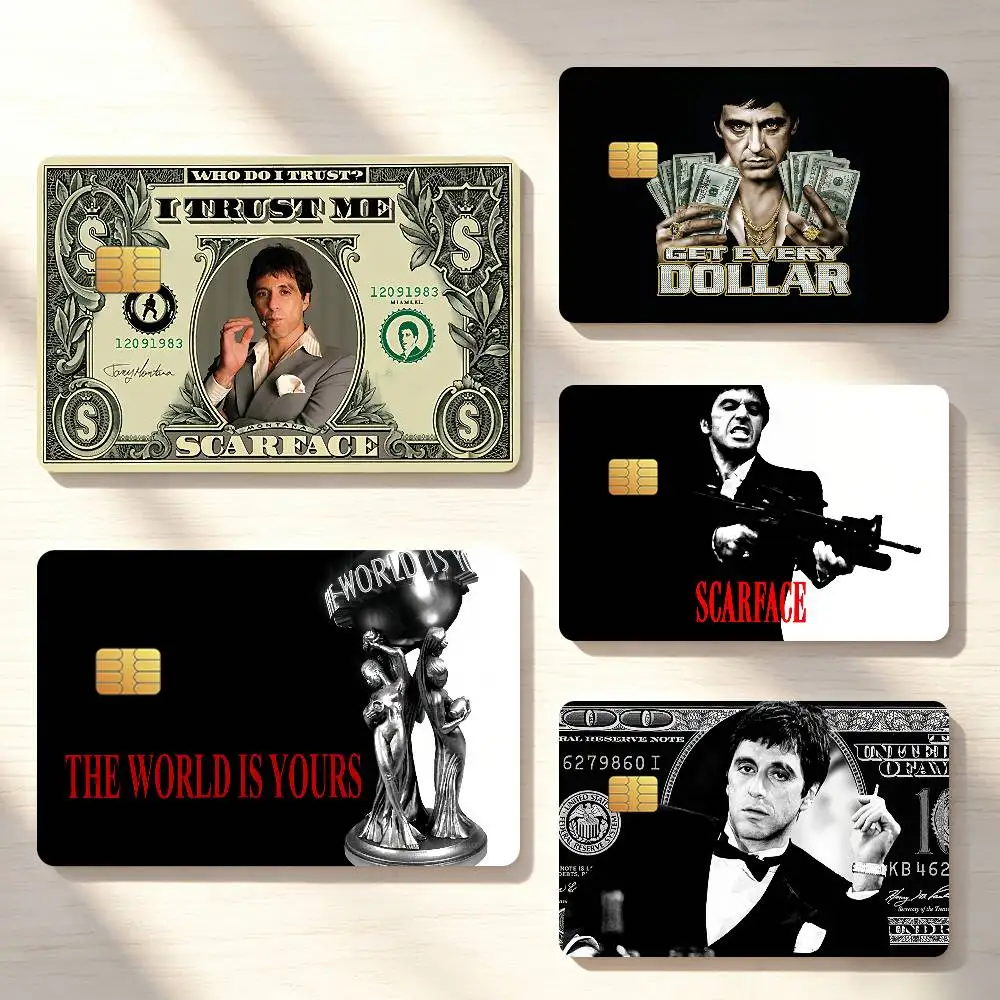 Classic Film S-Scarface Cool Credit Card Skin Stickers For Bank Bus Metro Cards Waterproof Anti-Scratch Gift 4PCS