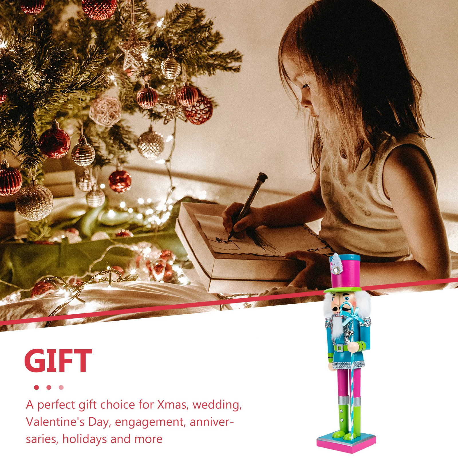 

Christmas Nutcracker Soldier Wooden Desktop Ornament Hand-Painted Xmas Decoration Craft For Holiday Party Tabletop Display