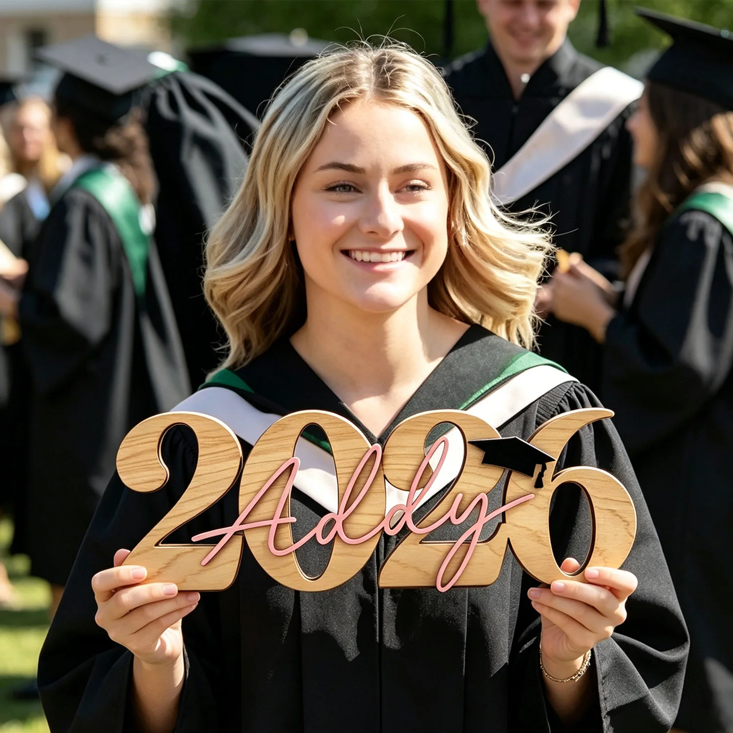 1pc wooden multi-color double-layer surname brand, customized name, graduation decoration, graduation exclusive gift