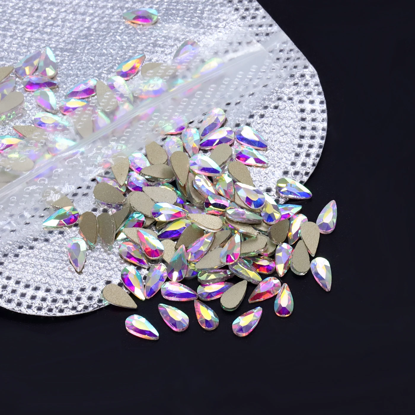 144Pcs Flat Back Water Droplet Fancy Rhinestone Super Flash Nails Accessories Nail Diamond Jewelry Glass Charms Rhinestones