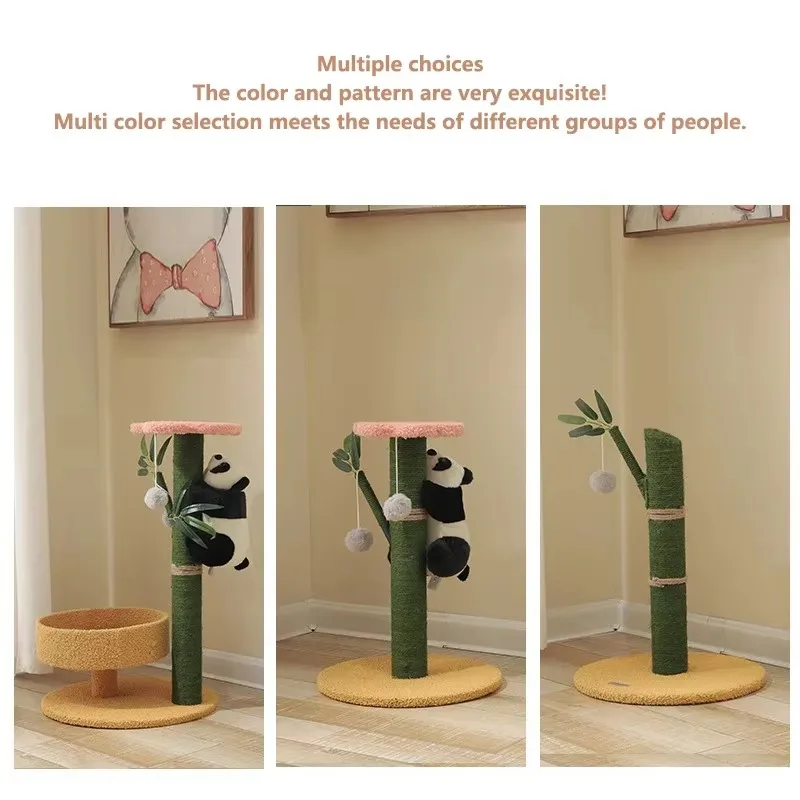 Cat Climbing Frame Sisal Comforts Grinding Claw Nest Wooden Climbing Frame Cat Jumping Platform Cute Panda Modelling Pet Supplie