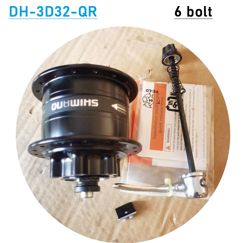 Original DH3D37 Bike Front Bearing Hup Dynamo 6V 3W 32Holes Power Generation Hup With Led Head Lamp DH3D32 Bicycle Parts