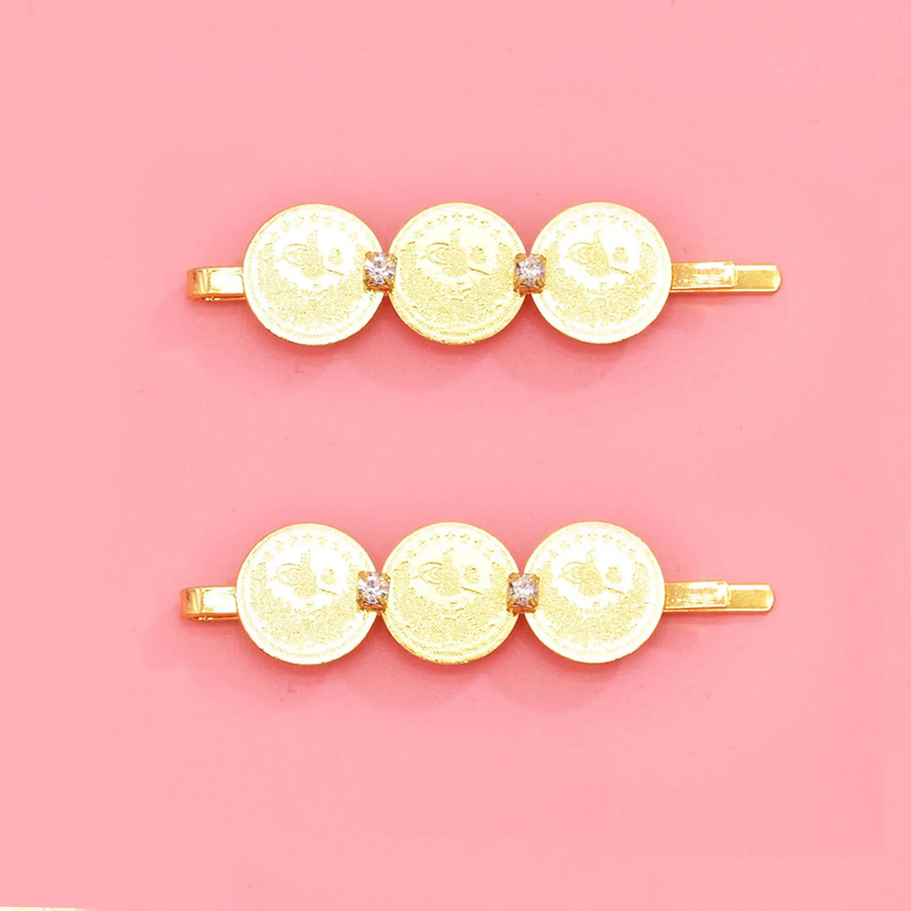 A Pair Fashionable Gold Lace Tassel Hairpins for Women Simple Floral Hair Clips Stylish Hair Accessories Matching Coins Included