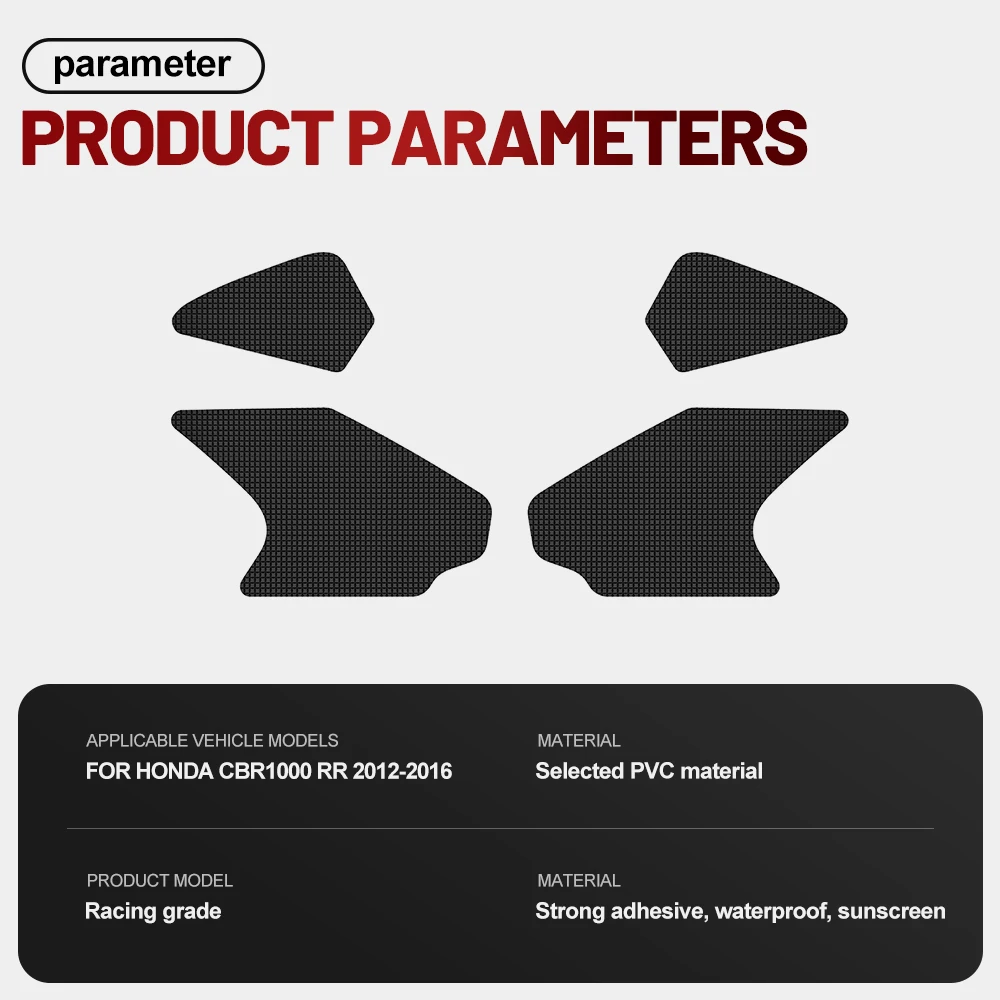 Fit For Honda CBR1000RR 2012-2016 Silicone Anti-Slip Tank Traction Pad Side Grip Sticker Set