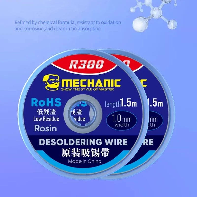 Siatka do rozlutownicy MECHANIC R300, drucik do usuwania cyny, do naprawy telefonów komórkowych, komputerów, PCB, lutowania, usuwania cyny, narzędzia BGA