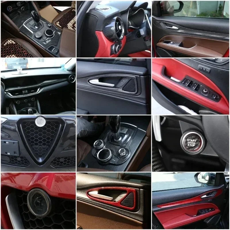 

For Alfa Romeo Stelvio 17-21 Real Carbon Fiber Car Gear Panel Central Control Instrument Decorative Panel Cover Car Accessories