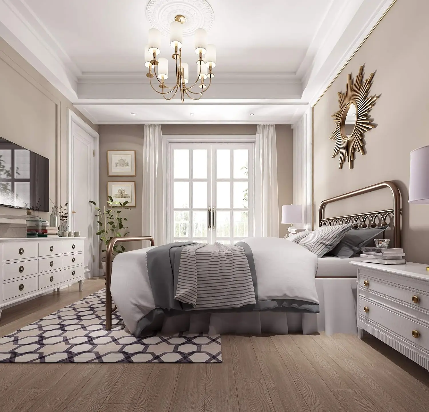 YALAXON Vintage Sturdy Queen Size Metal Bed Frame with Headboard and Footboard Basic Bed Frame No Box Spring Needed