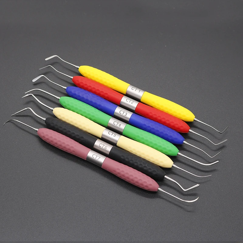 7Pcs Dental Resin Filler Aesthetic Restoration Kit with Silicone Handle for LM Resin Knife Plastic Dresser Dentist Tool