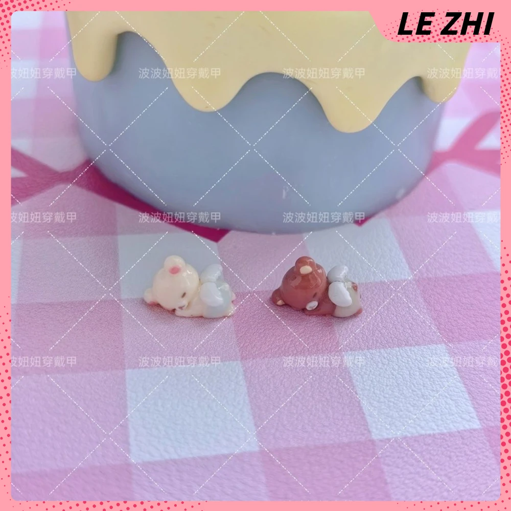 

2Pcs Kawaii Cartoon Angel Wings Rilakkuma Nail Art Accessories Cute Beige Brown Diy Manicure Sticker Supplies Birthday Gifts