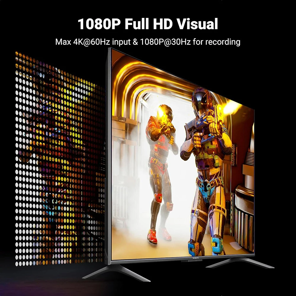 Video Capture Card 4K UHD to USB-A/USB-C Full HD 1080P USB 2.0 Capture Video and Audio Recording for Gaming Streaming Teaching