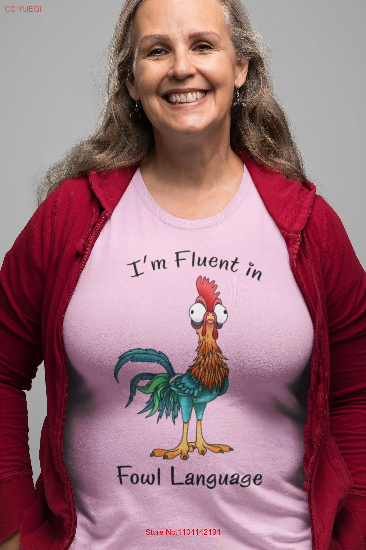 I'm Fluent in Fowl Language Funny Chicken Rooster T Shirt Humorous Farm Animal long or short sleeves