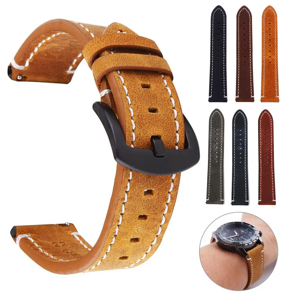 18/19/20/22/24mm Watch Band Retro Genuine Leather Watch Strap Wristband Adjustable Replacement with Spring Bars Watch Accessory