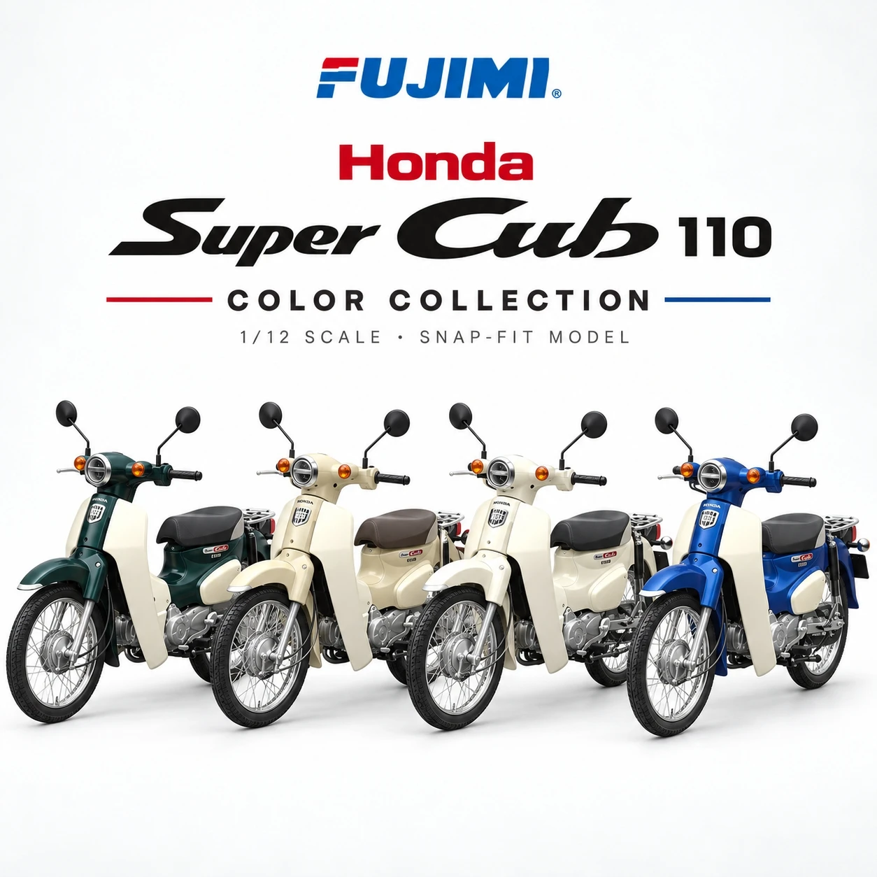 FUJIMI 14219 1/12 Honda Super Cub 110 Motorcycle Plastic Model Kit Denim Blue Special Edition with Optional Parts