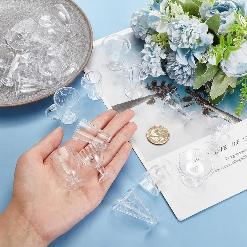 24 قطعة أكواب صغيرة المفاتيح عدة مصغرة محاكاة البلاستيك الراتنج كوب دمية مصغرة أدوات المائدة قلادة سحر DIY بها بنفسك المفاتيح #3