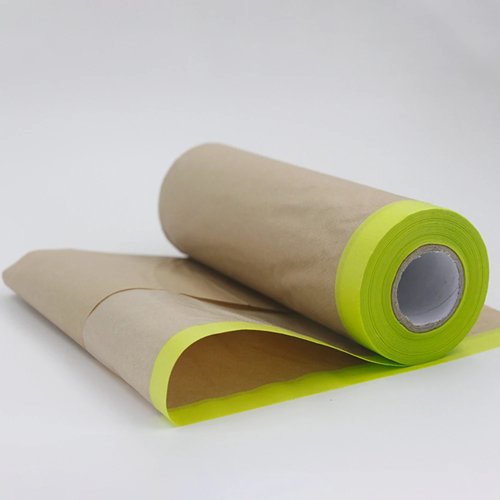 

12m Spray Paint Masking Paper Plastic Kraft Paper Film Barrier Car Renovation Protective Tapes Kraft Paper Protective Film