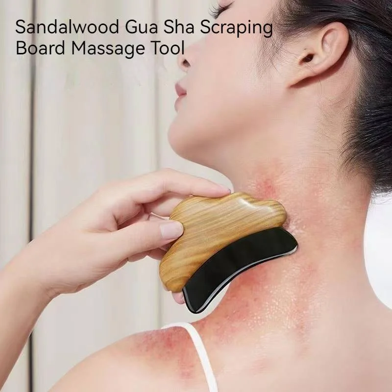 Sandelholz Gua Sha Scrap ing Board Massage-Tool zum Anziehen des Gesichts Augen Spa Körper entspannung Spannungen reduzieren Schwellungen