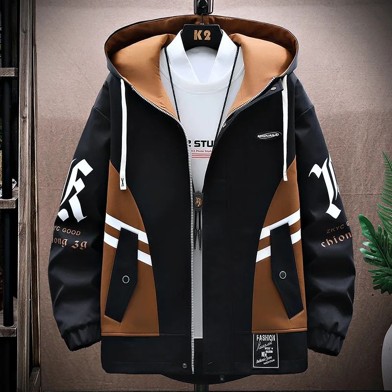 Men\'s New Autumn Winter Casual Hooded Jacket Patchwork Warm Coats Male Windbreaker Clothing High Quality Size 4XL Drop Shipping