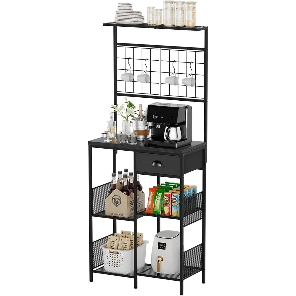 

Барный шкаф для кофе с местом для хранения, расширенной рабочей поверхностью, для домашнего бара или гостиной, прихожей (черный)