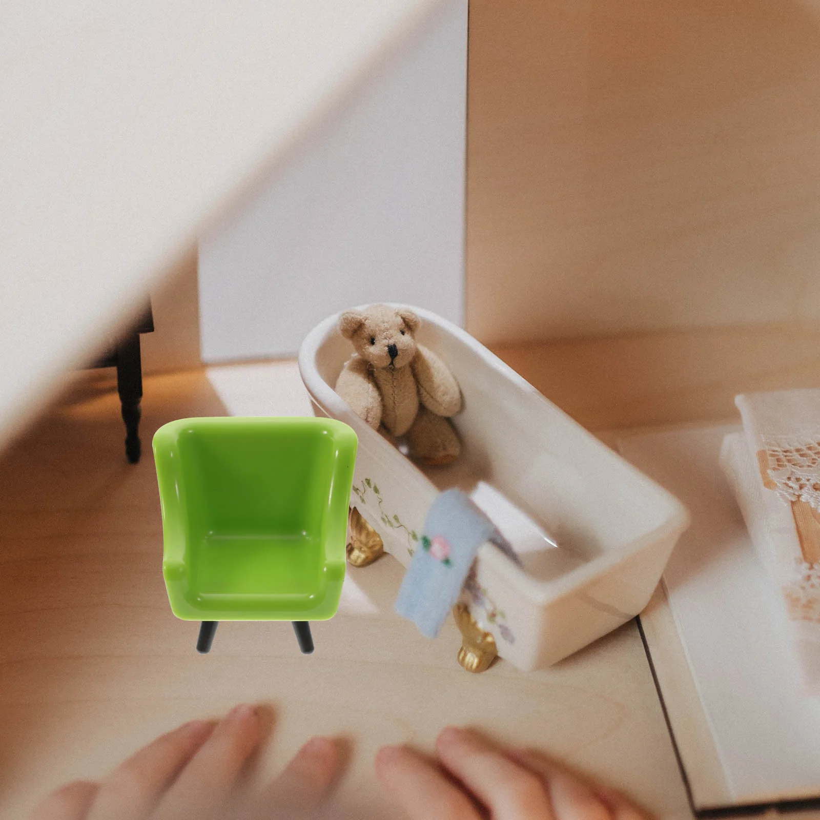 Sofa Mini Bedroom Accessories Dolls House Miniature Furniture Wood Set Retro Couch