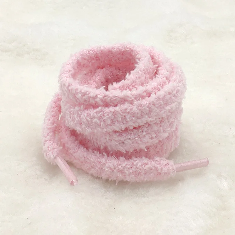 Flat Shoelace Fluffy Shoelaces 1.5cm Width Plush Rope Shoe Laces For Shoes Casual Sneakers 120cm Shoe Strings Accessorie New