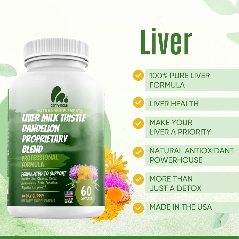 100% pure herbal liver health supplement - milk thistle, dandelion root, beetroot, milk thistle, and red dates