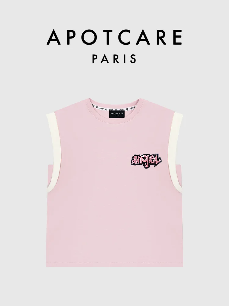 

APOTCARE, новинка лета 2025 г., женская футболка с вышивкой букв, круглый, свободный крой, удобный топ из смеси хлопка