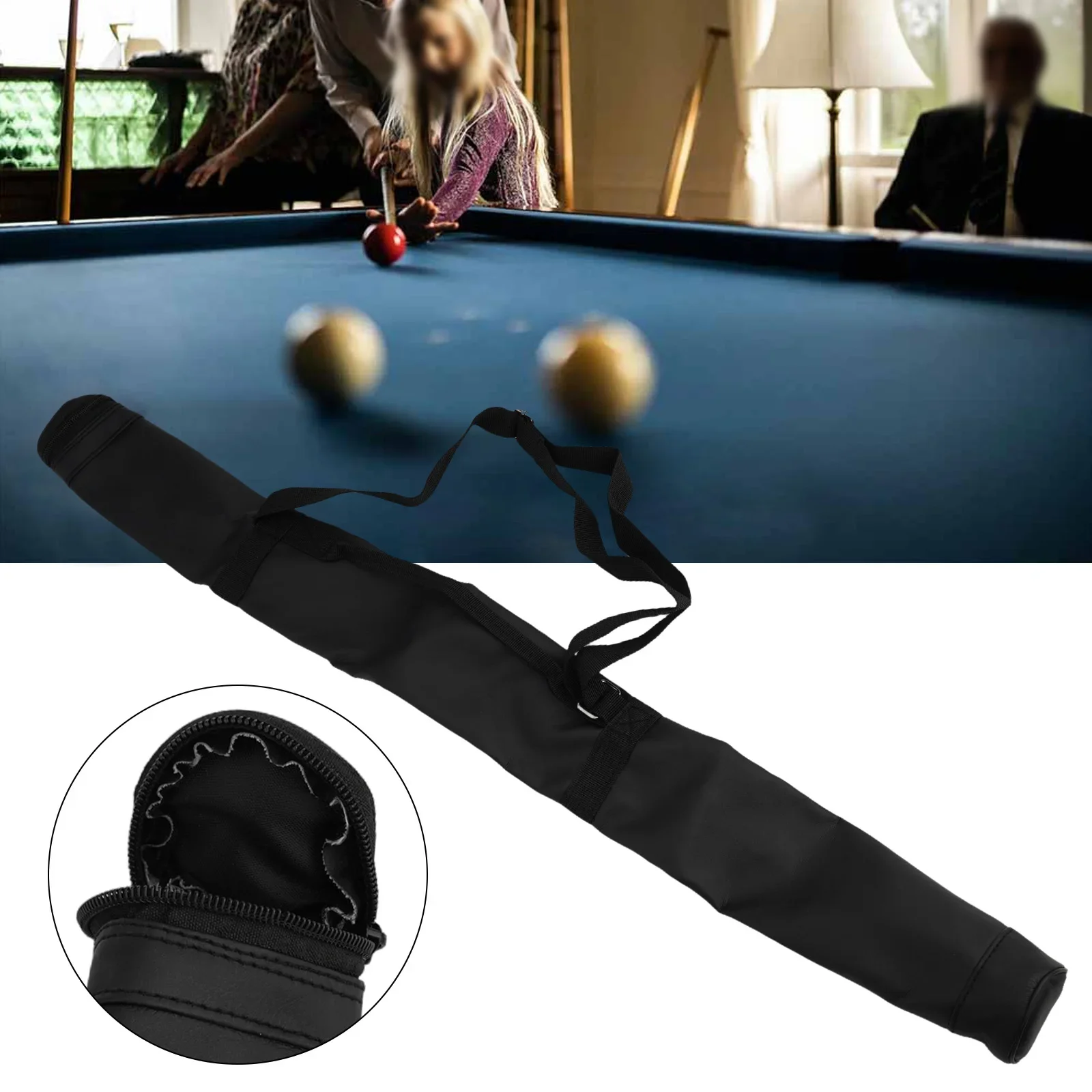 1Pcs Pool Cue Case Pouch Holder Carry Bag Case-Stick Rod 32inch Cue Bag With Adjustable Shoulder Straps For 1/2 Snooker Billiard