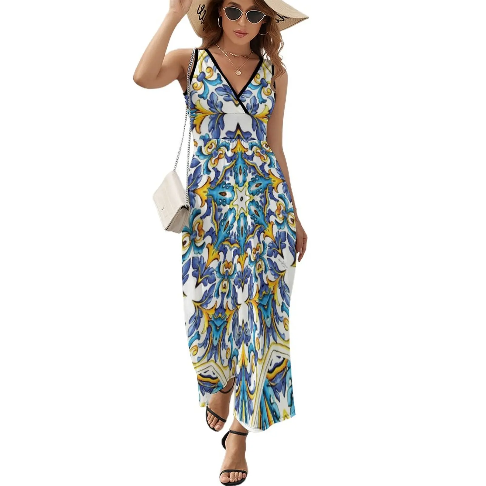 Sicily Style Sleeveless Dress summer dresses women 2023 Long dress woman Women's skirt purple dress