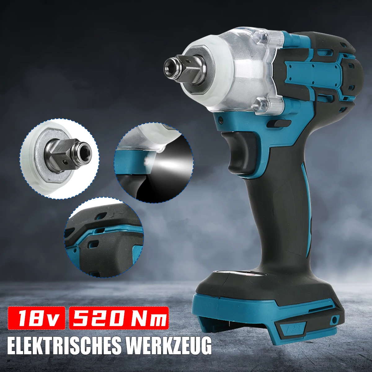 520N.M Torque Brushless Electric Impact Wrench 1/2 inch Cordless Electric Wrench Screwdriver Power Tool for Makita 18V Battery Pin