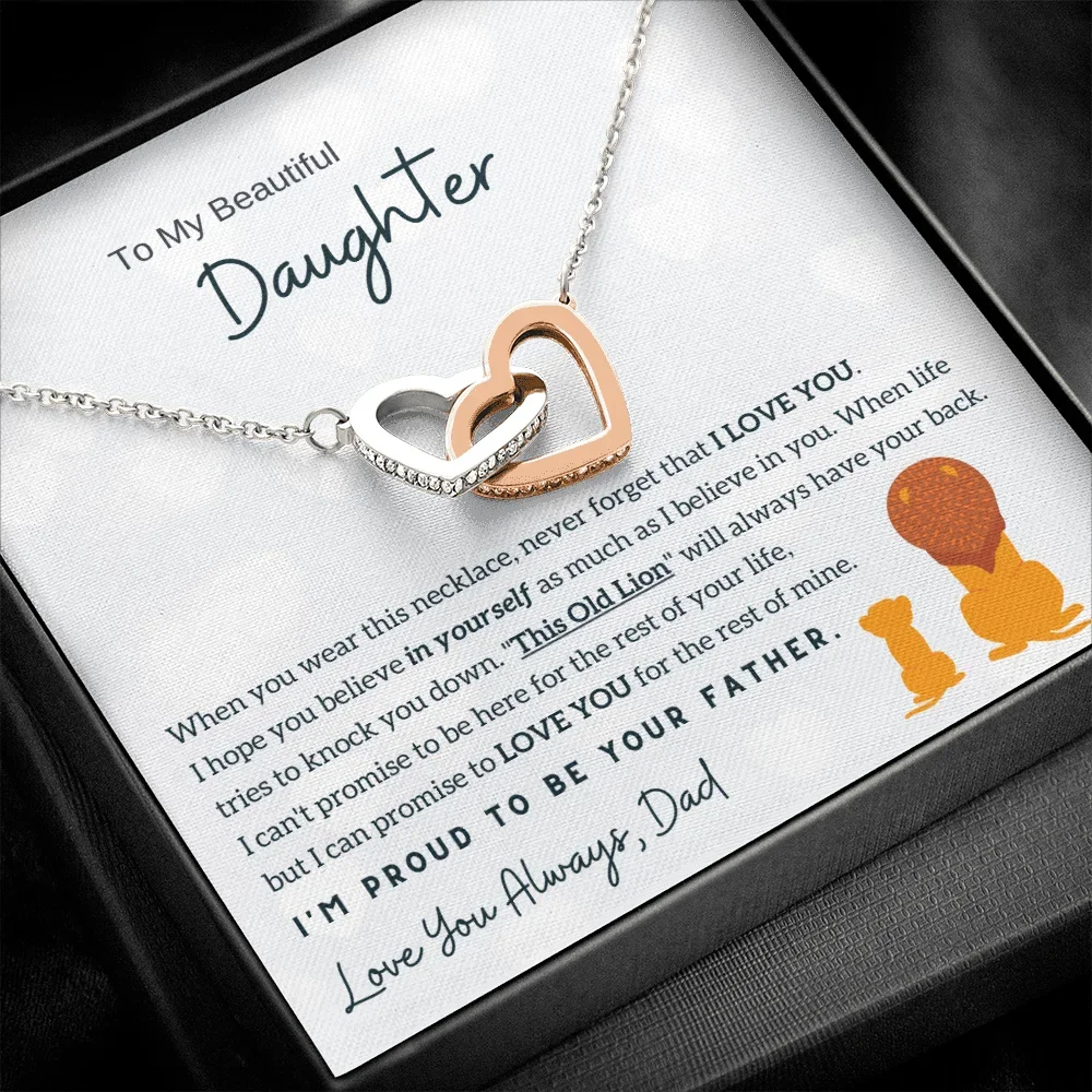 To My Daughter Gifts From Dad Interlocking Two Heart Stainless Steel Necklaces Father Fashion Women Necklace 2024 Dropshipping