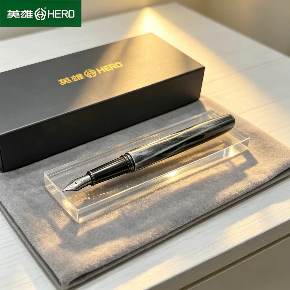 Hero Naked Pen E505A F0.5mm Punta de iridio Pluma estilográfica con textura en espiral retro Adecuado para negocios de alta gama sin tinta