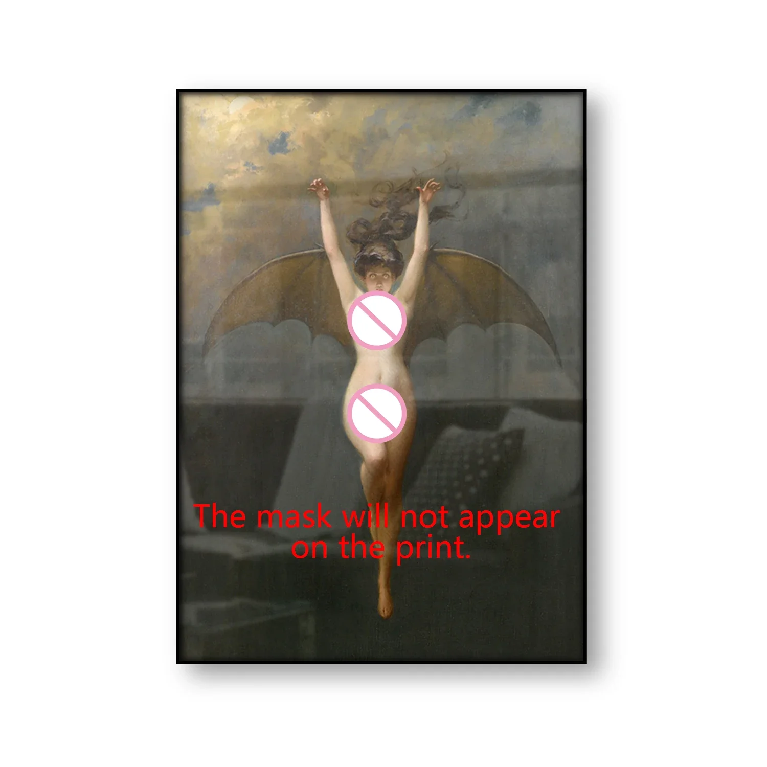 The Bat Woman Lady Girl Painting Albert Joseph Penot Wall Art Cheap Affordable Canvas Print Vintage Poster Wall Decor Photo Gift