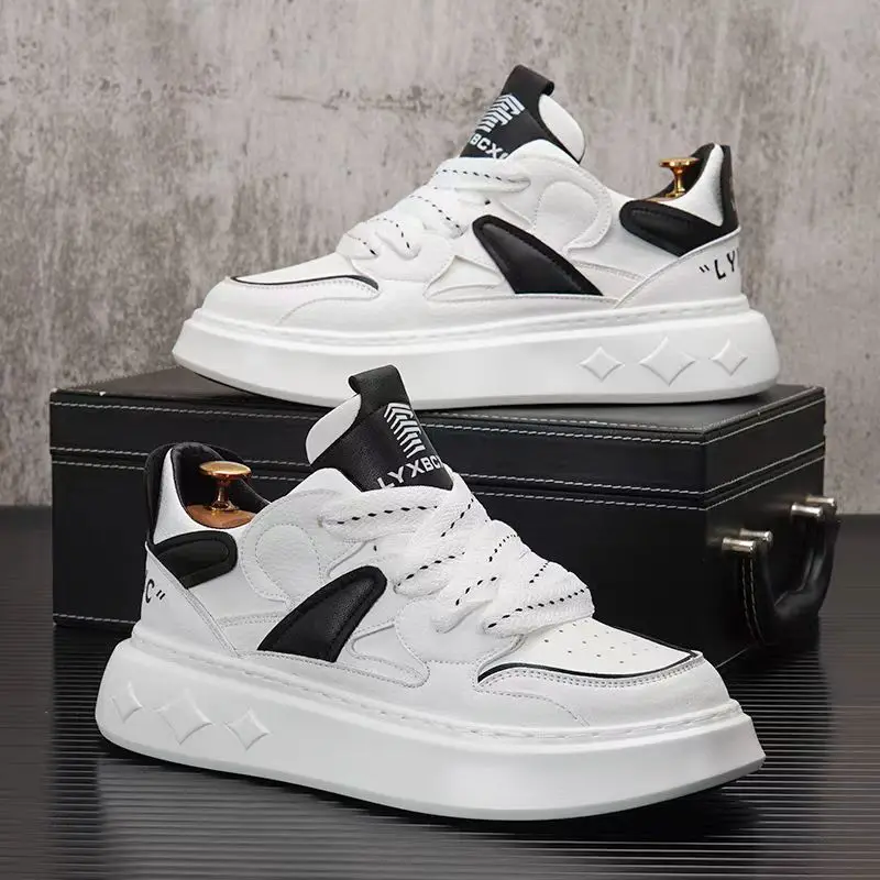 2024 Spring and Autumn Men's New Youth Fashion Versatile Casual Board Shoes Thick Sole Trendy Running and Sports Shoes sneakers