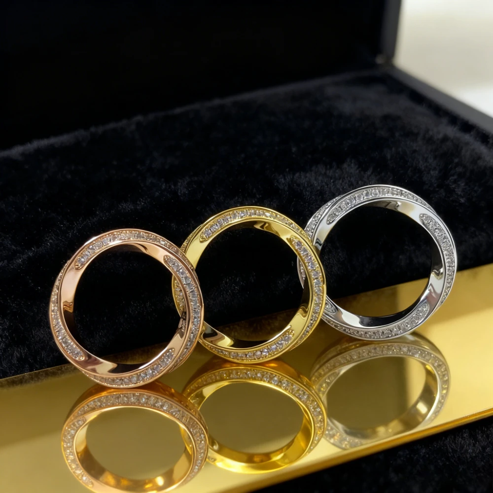 

Модные ювелирные изделия, гладкие витые цветочные кольца для пар, модные и универсальные кольца Мебиуса, подарки на день рождения для мужчин и женщин