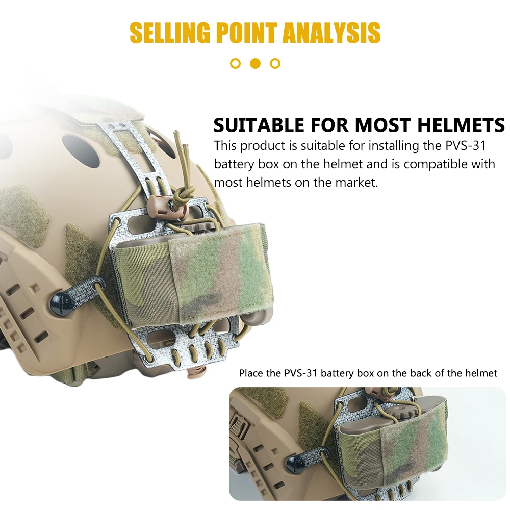 BOOIU Tactical Battery Case Storage Pouch Helmet Retention System PVS31 NVG Battery Box Pouch Adjustable Fast Helmet Accessories