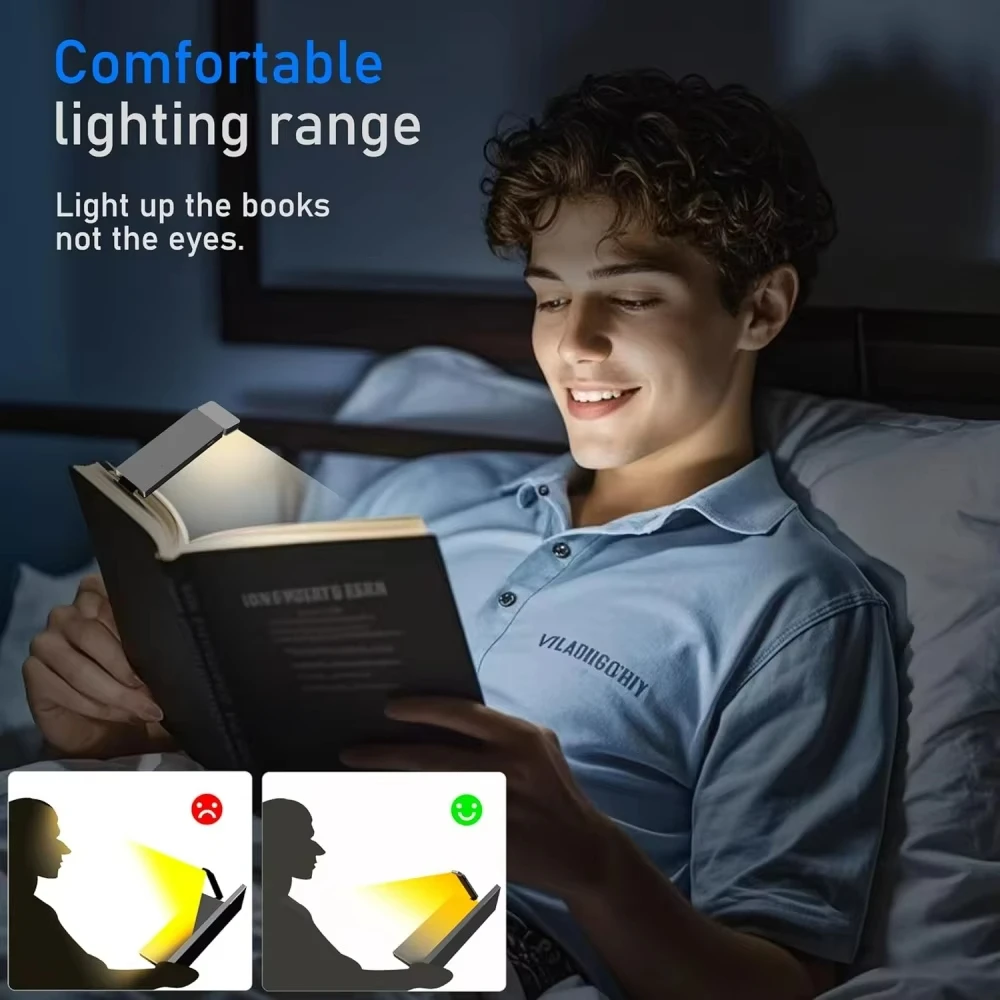 Mini Book Lamp LED Rechargeable Clip-On Book Light 3 Colors Convenient Bed Reading Night Light Eye-Protection Bookmark Lamp