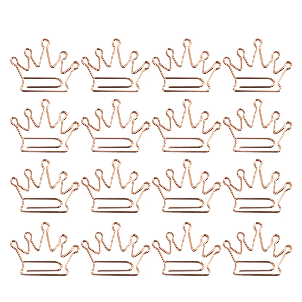 

24pcs Rose Gold Paper Clips Crown Shaped Bookmarks Office Supplies School Stationery Home Use Metal Strong Clipping Force
