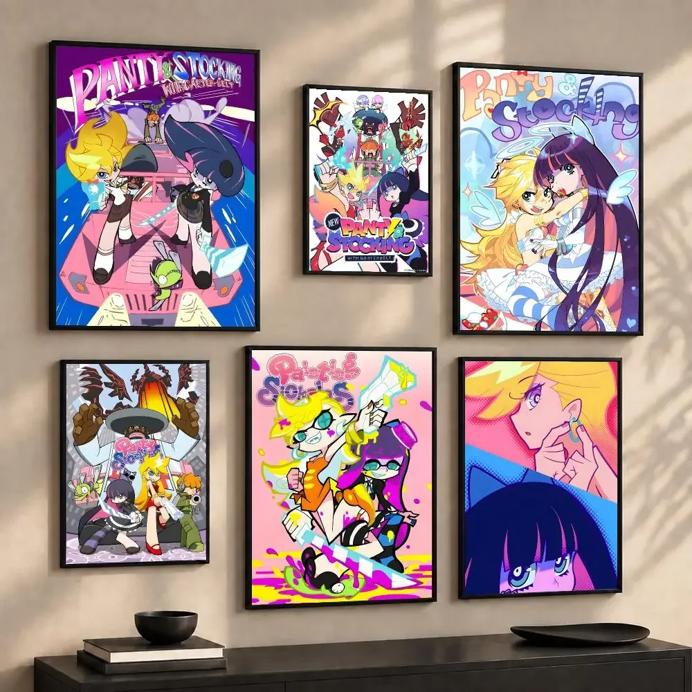 Funny Anime P-Panty & Stocking with G-Garterbelt Poster Wall Art Print Sticker for Bedroom Living Room Dorm Modern Home Decor