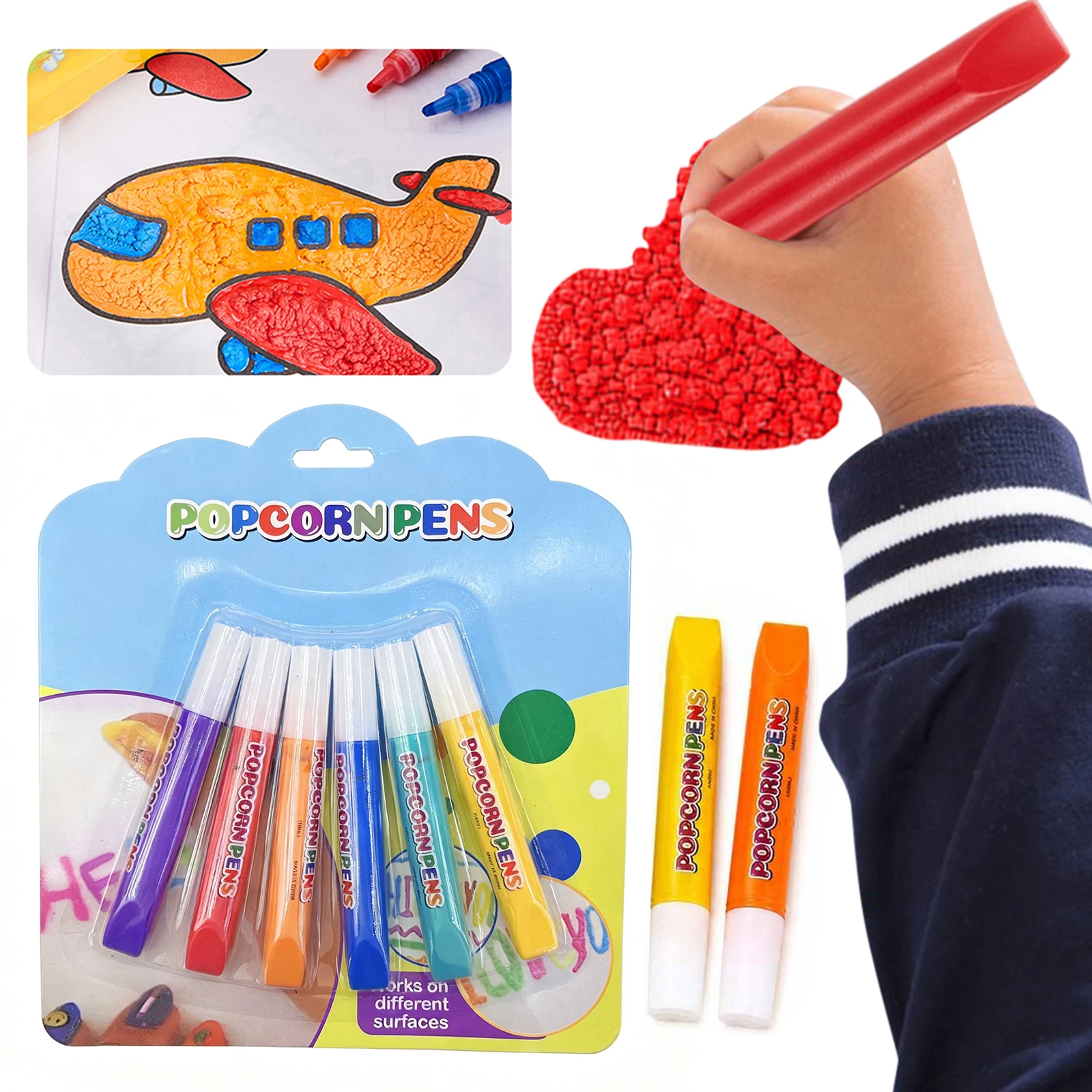 Kids Art Pens 3D Puffy DIY Bubble Drawing Popcorn Effect Heat Activated Fluffy Ink Craft Set